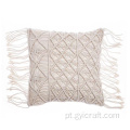 travesseiro decorativo longo de macrame